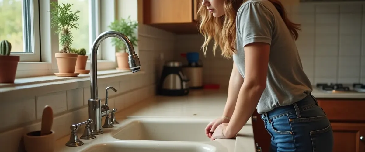 homeowner identifying early warning signs that drain cleaning is needed