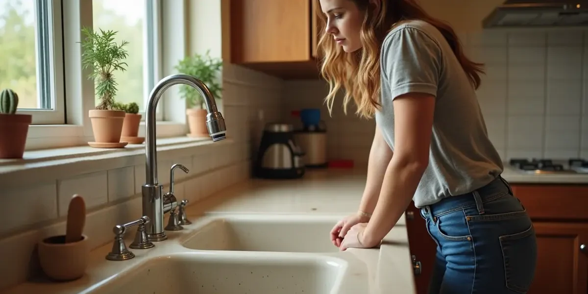 homeowner identifying early warning signs that drain cleaning is needed