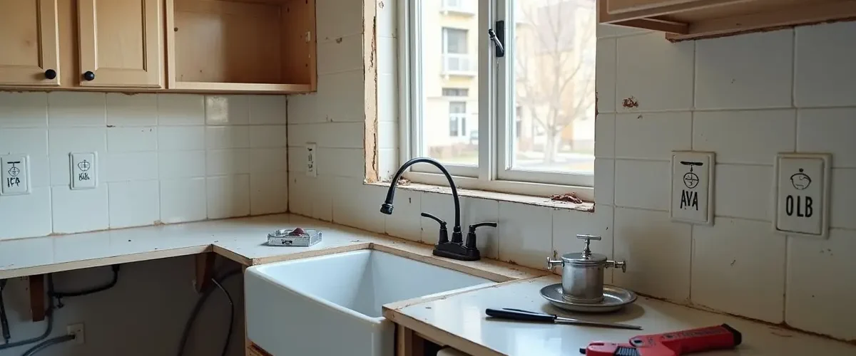 homeowner remodeling kitchen and repairing backflow system in salt lake city