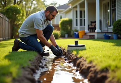 homeowner improving drainage to prevent costly property water damage