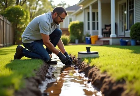 homeowner improving drainage to prevent costly property water damage